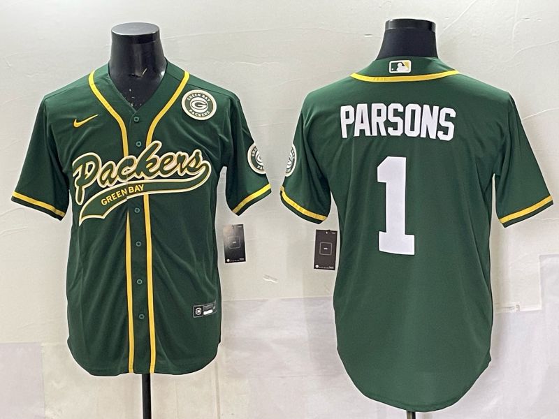 Men 2025 Nike Green Bay Packers #1 Parsons Green Joint Name  Limited NFL Jersey style 046->green bay packers->NFL Jersey